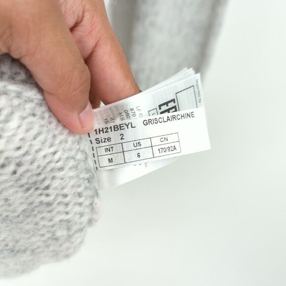 Ba&sh Women M Beyla Dress Gray Oversized Reversible Sweater Button Wool Knit NEW - Picture 6 of 11